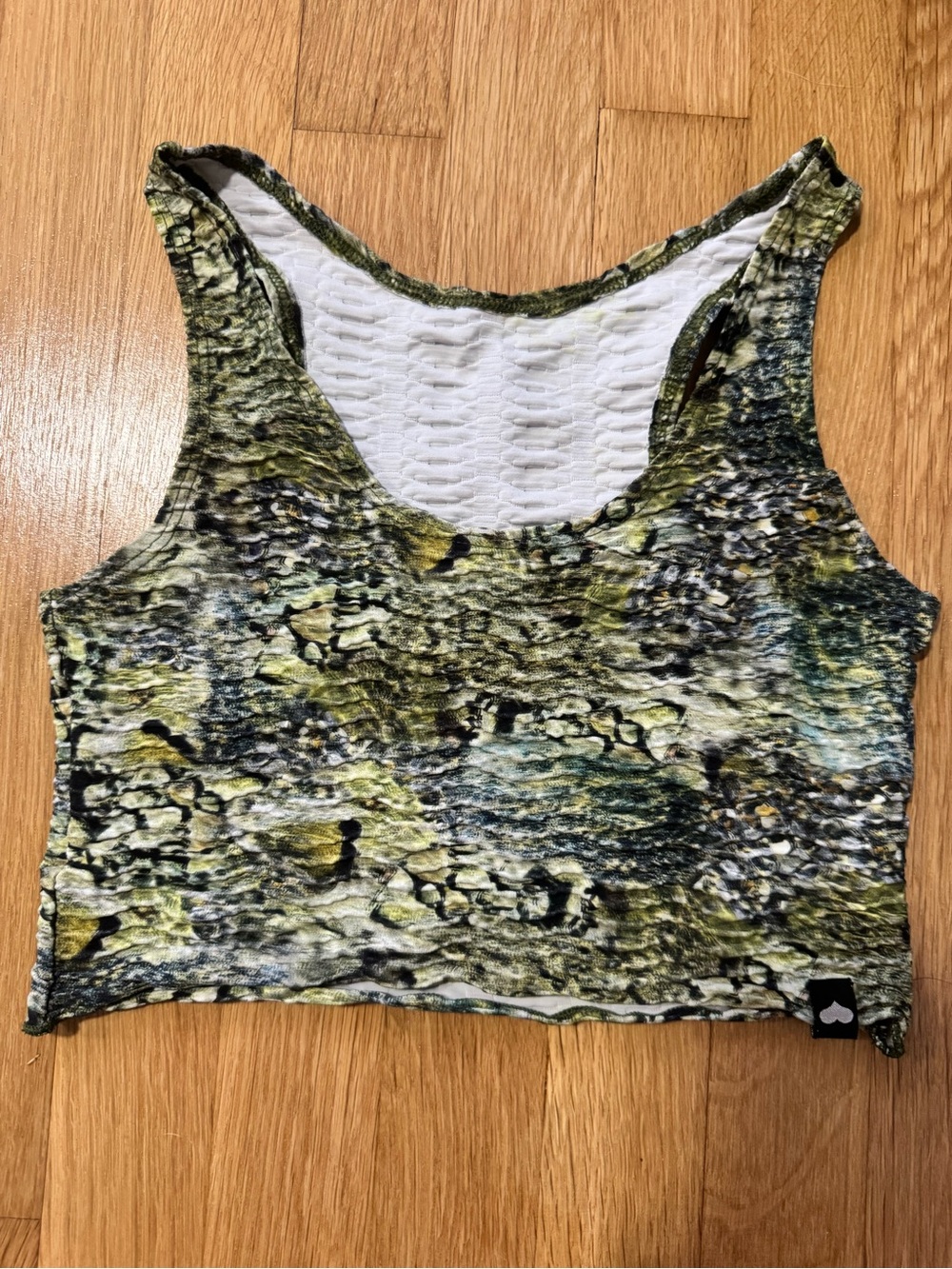 Booty by Brabants Green Multi Textured Cropped Tank